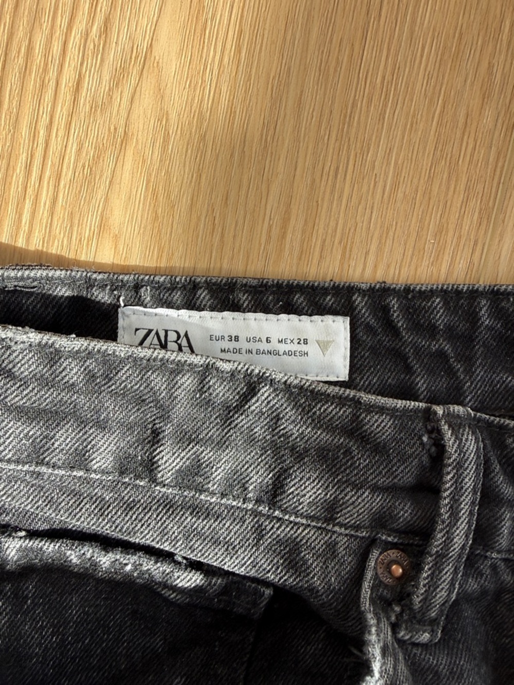 Zara Charcoal Black Distressed Denim Shorts - Picture 2 of 4
